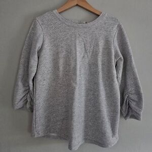 Monrow V-back Sweatshirt, Ring Tab Gray, Large